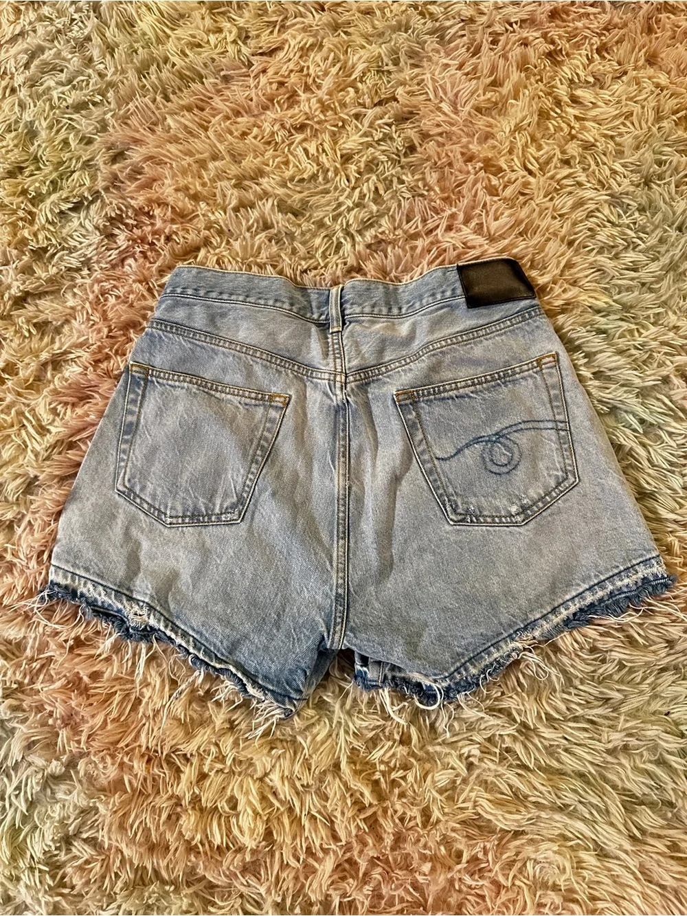 New R13 Tilly With Let Down Hem Crossover Asymmetric Denim Shorts Size 25